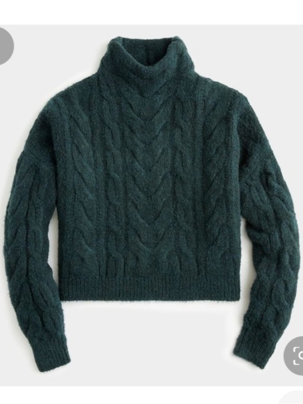J. Crew Point Sur Green Cable Knit Turtleneck Sweater
